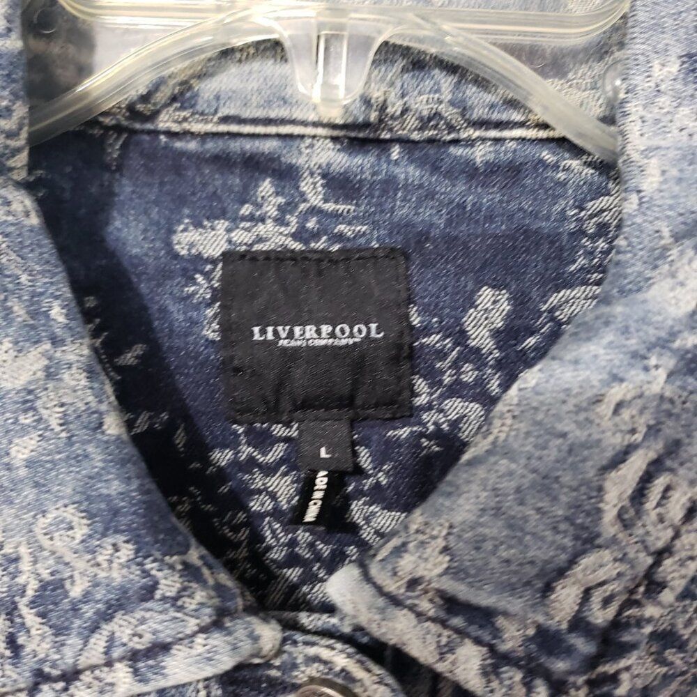 Liverpool Jeans Company Denim Distressed Blue Acid Wash Women's Jacket L - Picture 3 of 16